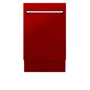 ZLINE 18 in. Tallac Series 3rd Rack Top Control Dishwasher with a Stainless Steel Tub with Red Gloss Panel, 51dBa (DWV-RG-18)