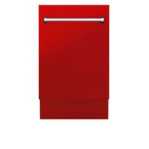 ZLINE 18 in. Tallac Series 3rd Rack Top Control Dishwasher with a Stainless Steel Tub with Red Matte Panel, 51dBa (DWV-RM-18)