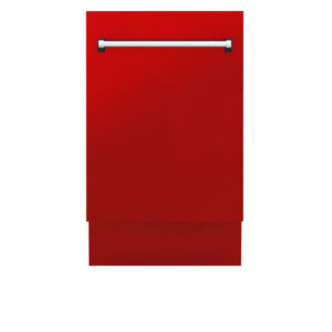 ZLINE 18 in. Tallac Series 3rd Rack Top Control Dishwasher with a Stainless Steel Tub with Red Matte Panel, 51dBa (DWV-RM-18)