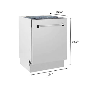 ZLINE Kitchen Package with Refrigerator, 30 in. Stainless Steel Rangetop, 30 in. Range Hood, 30 in. Single Wall Oven and 24 in. Tall Tub Dishwasher (5KPR-RTRH30-AWSDWV)