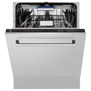 ZLINE Kitchen Package with Refrigerator, 30 in. Stainless Steel Rangetop, 30 in. Range Hood, 30 in. Single Wall Oven and 24 in. Tall Tub Dishwasher (5KPR-RTRH30-AWSDWV)