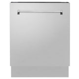 ZLINE Kitchen Package with Refrigeration, 36 in. Stainless Steel Dual Fuel Range, 36 in. Convertible Vent Range Hood, 24 in. Microwave Drawer, and 24 in. Tall Tub Dishwasher (5KPR-RARH36-MWDWV)