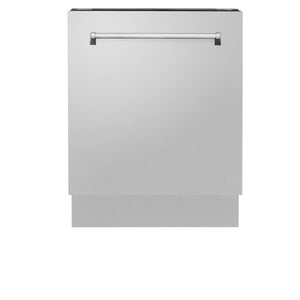 ZLINE Kitchen Package with Refrigeration, 48" Stainless Steel Dual Fuel Range, 48" Range Hood, Microwave Drawer, 24" Tall Tub Dishwasher and Beverage Fridge (6KPR-RARH48-MWDWV-RBV)