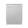 ZLINE Autograph Edition 24 in. 3rd Rack Top Control Tall Tub Dishwasher in Fingerprint Resistant Stainless Steel with Polished Gold Accent Handle, 51dBa (DWVZ-SN-24-G)-Dishwashers-DWVZ-SN-24-G ZLINE Kitchen and Bath