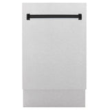 ZLINE Autograph Edition 18 in. Compact 3rd Rack Top Control Dishwasher in Fingerprint Resistant Stainless Steel with Matte Black Accent Handle, 51dBa (DWVZ-SN-18-MB)