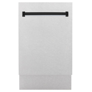ZLINE Autograph Edition 18 in. Compact 3rd Rack Top Control Dishwasher in Fingerprint Resistant Stainless Steel with Matte Black Accent Handle, 51dBa (DWVZ-SN-18-MB)