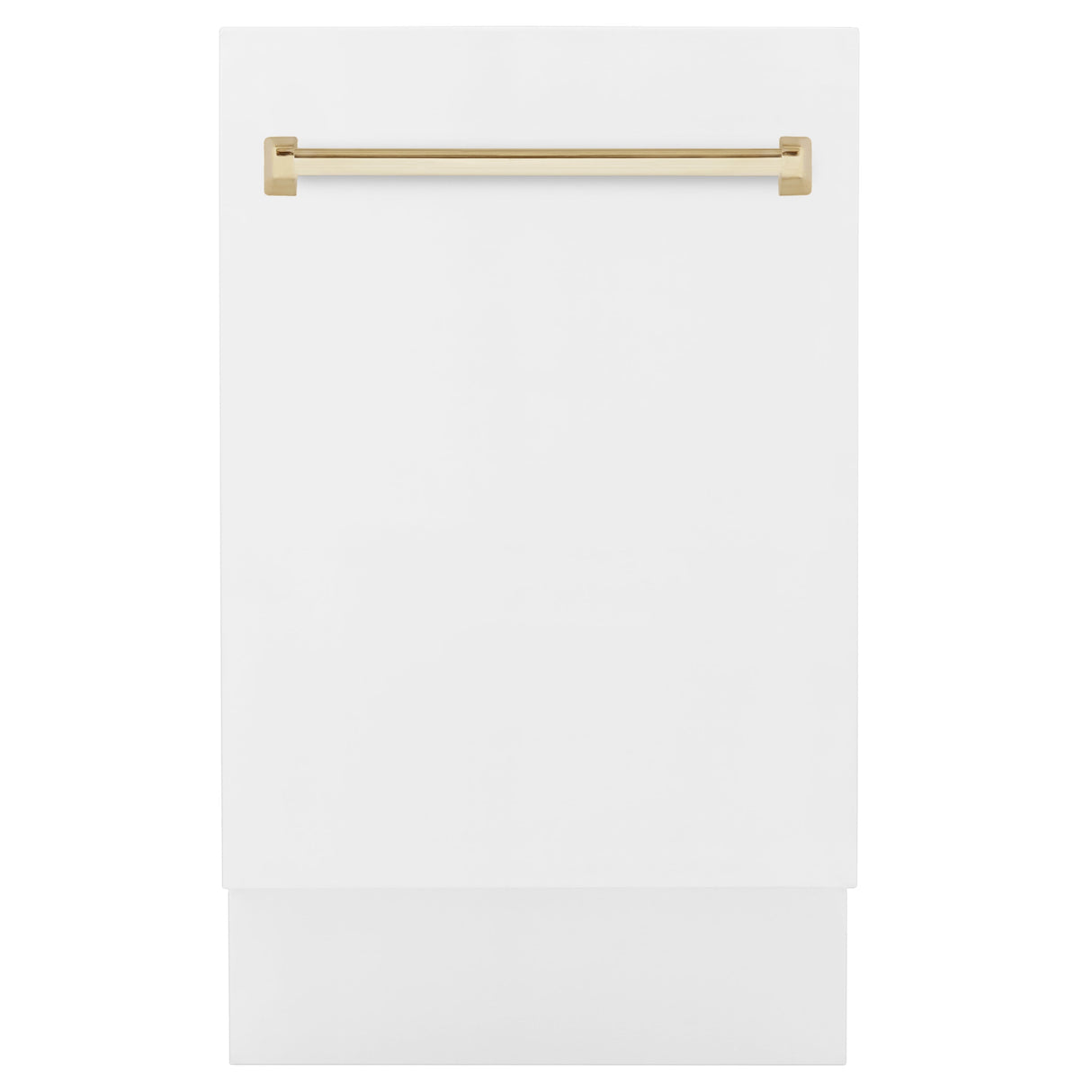 ZLINE Autograph Edition 18 in. Compact 3rd Rack Top Control Dishwasher in White Matte with Polished Gold Accent Handle, 51dBa (DWVZ-WM-18-G)-Dishwashers-DWVZ-WM-18-G ZLINE Kitchen and Bath