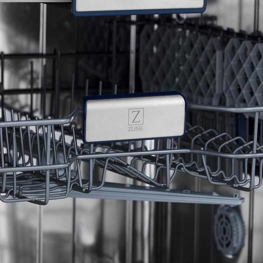 ZLINE 24 in. Tallac Series 3rd Rack Dishwasher with White Matte Panel and Traditional Handle, 51dBa (DWV-WM-24)