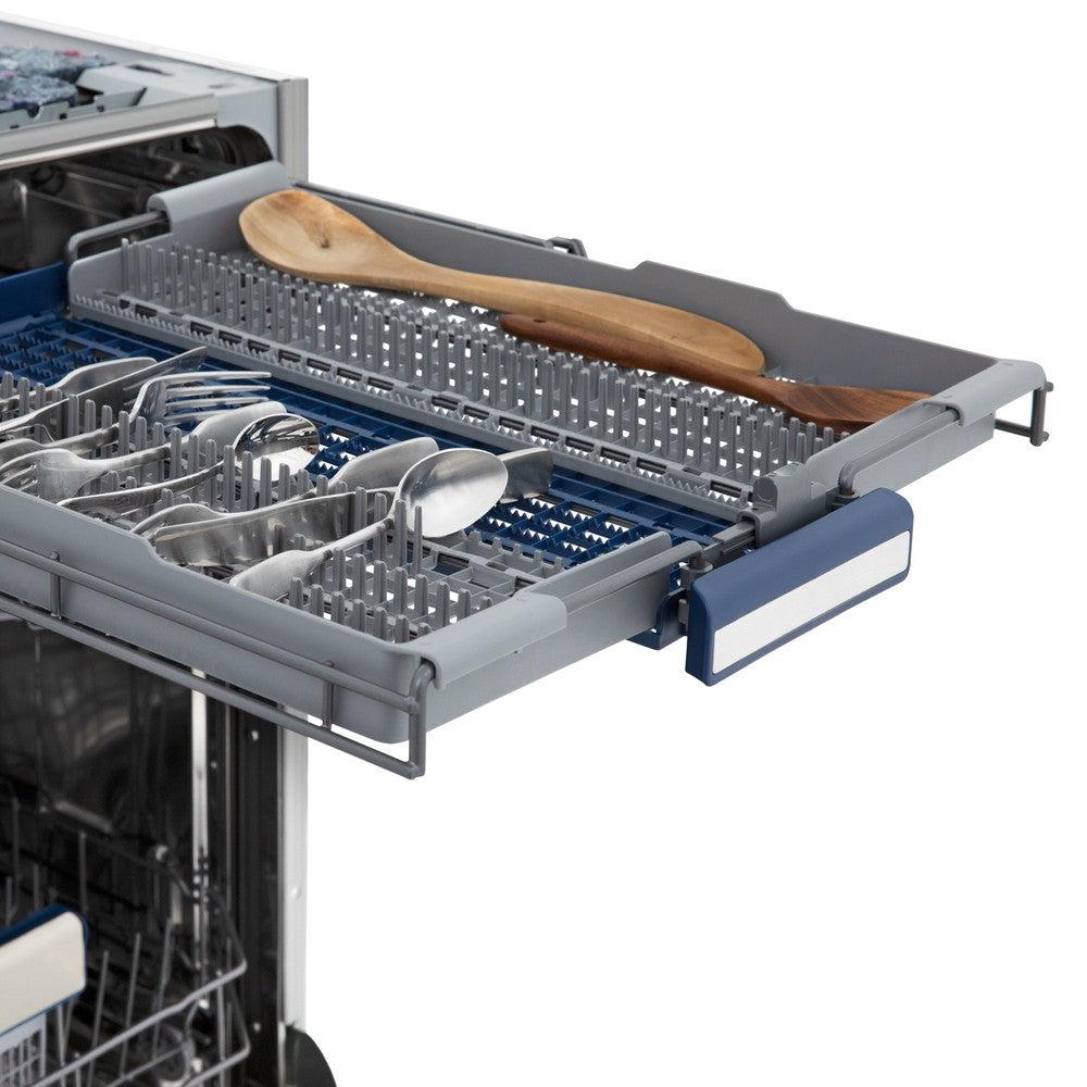 ZLINE 24 in. Tallac Series 3rd Rack Dishwasher with White Matte Panel and Traditional Handle, 51dBa (DWV-WM-24)