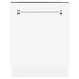 ZLINE 24 in. Tallac Series 3rd Rack Dishwasher with White Matte Panel and Traditional Handle, 51dBa (DWV-WM-24)
