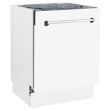 ZLINE 24 in. Tallac Series 3rd Rack Dishwasher with White Matte Panel and Traditional Handle, 51dBa (DWV-WM-24)