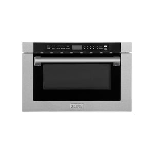 ZLINE 24 in. 1.2 cu. ft. Built-in Microwave Drawer with a Traditional Handle in DuraSnow® Fingerprint Resistant Stainless Steel (MWD-1-SS-H)