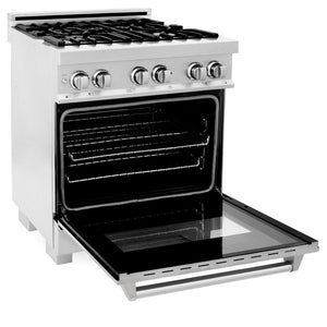 ZLINE 30 in. 4.0 cu. ft. Legacy Dual Fuel Range with 4 Burner Gas Cooktop and Electric Convection Oven in DuraSnow® Stainless Steel (RAS-SN-30)