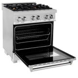 ZLINE 30 in. 4.0 cu. ft. Dual Fuel Range with Gas Stove and Electric Oven in All Fingerprint Resistant Stainless Steel with Brass Burners (RAS-SN-BR-30)