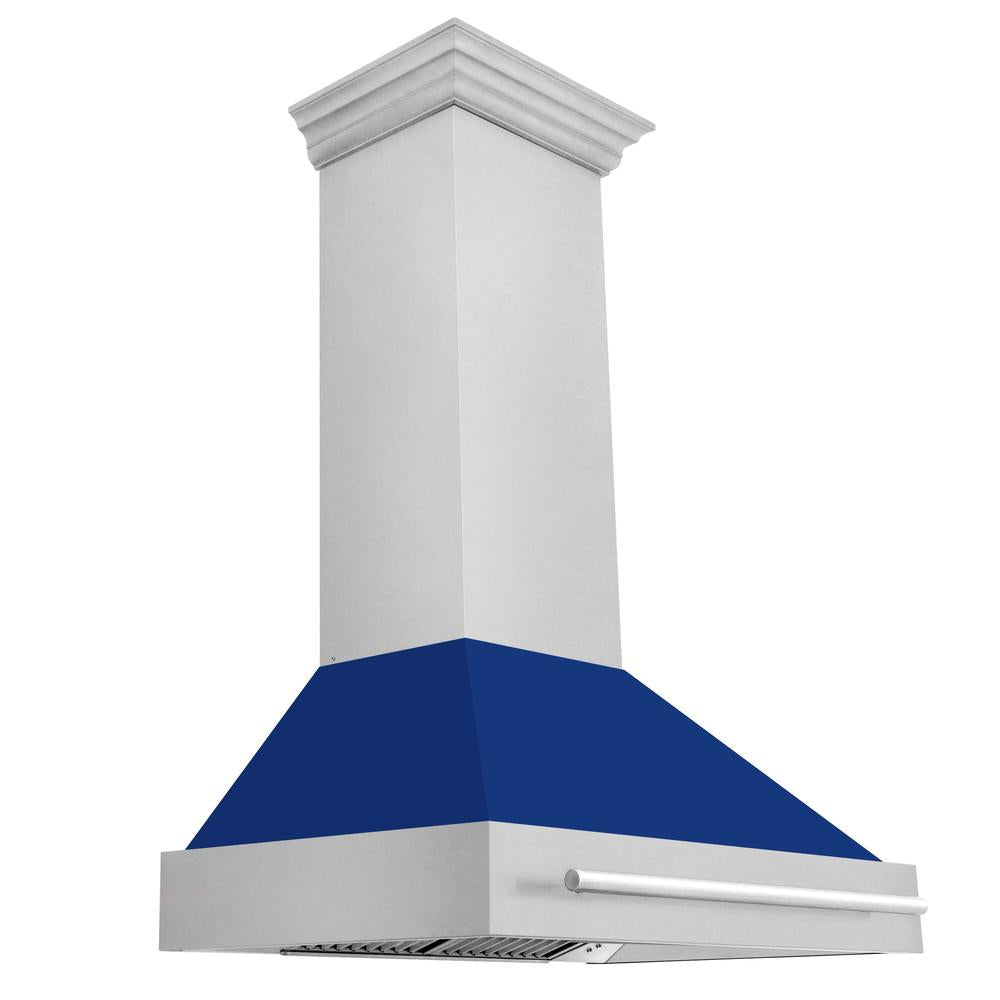 ZLINE 36 in. Fingerprint Resistant Satin Stainless Steel Range Hood (8654SNX-36) Blue Gloss