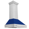 ZLINE 36 in. Fingerprint Resistant Satin Stainless Steel Range Hood (8654SNX-36) Blue Gloss