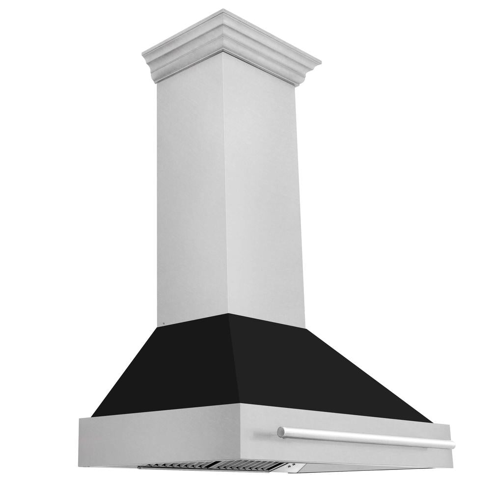 ZLINE 36 in. Fingerprint Resistant Satin Stainless Steel Range Hood (8654SNX-36) Black Matte