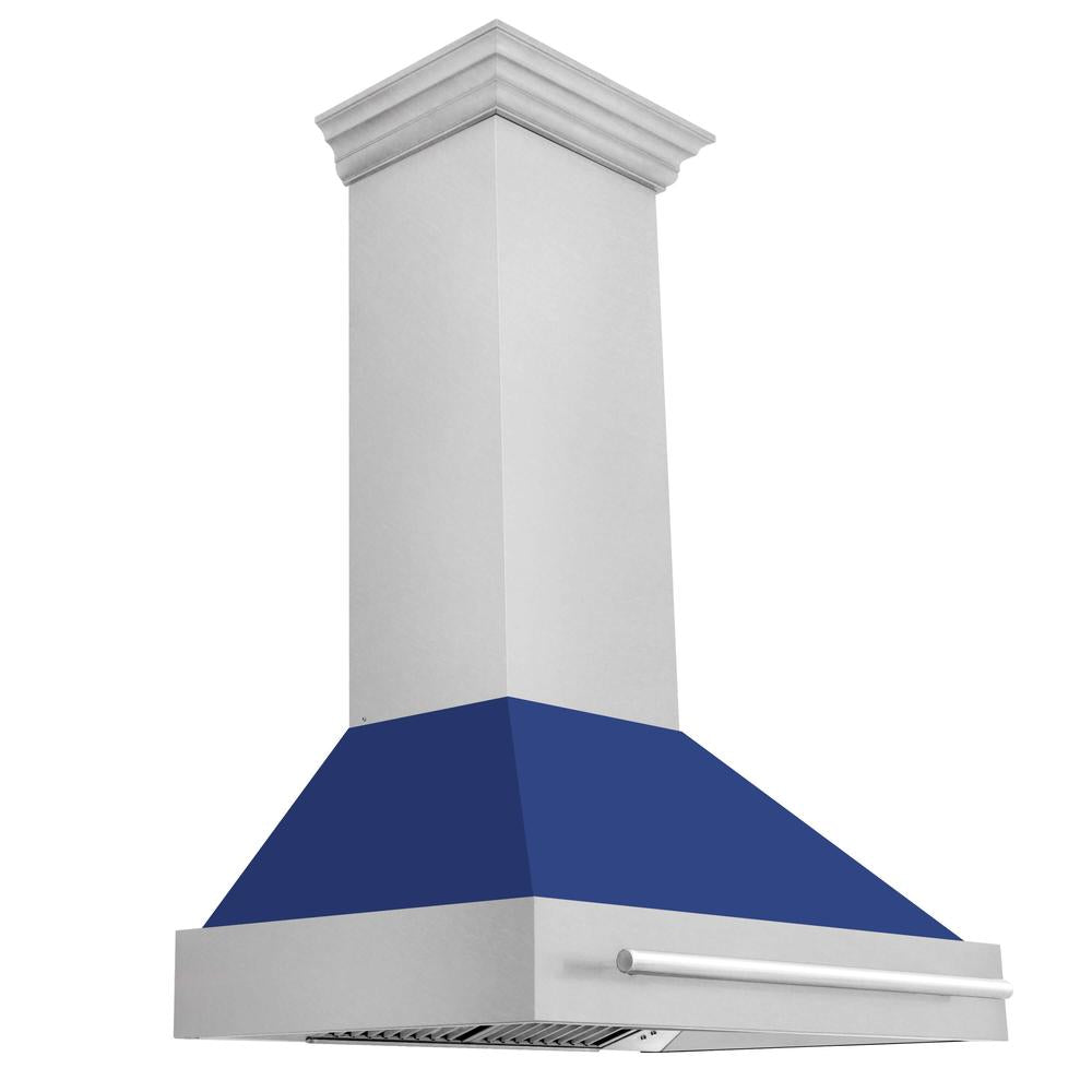 ZLINE 36 in. Fingerprint Resistant Satin Stainless Steel Range Hood (8654SNX-36) Blue Matte