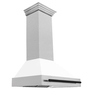 ZLINE Autograph Edition 36 in. Fingerprint Resistant Satin Stainless Steel Range Hood with White Matte Shell and Accented Handle (8654SNZ-WM36) Matte Black