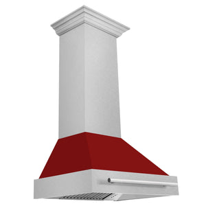 ZLINE 30 in. Fingerprint Resistant Satin Stainless Steel Range Hood with Color Shell Options (8654SNX-30) Red Gloss