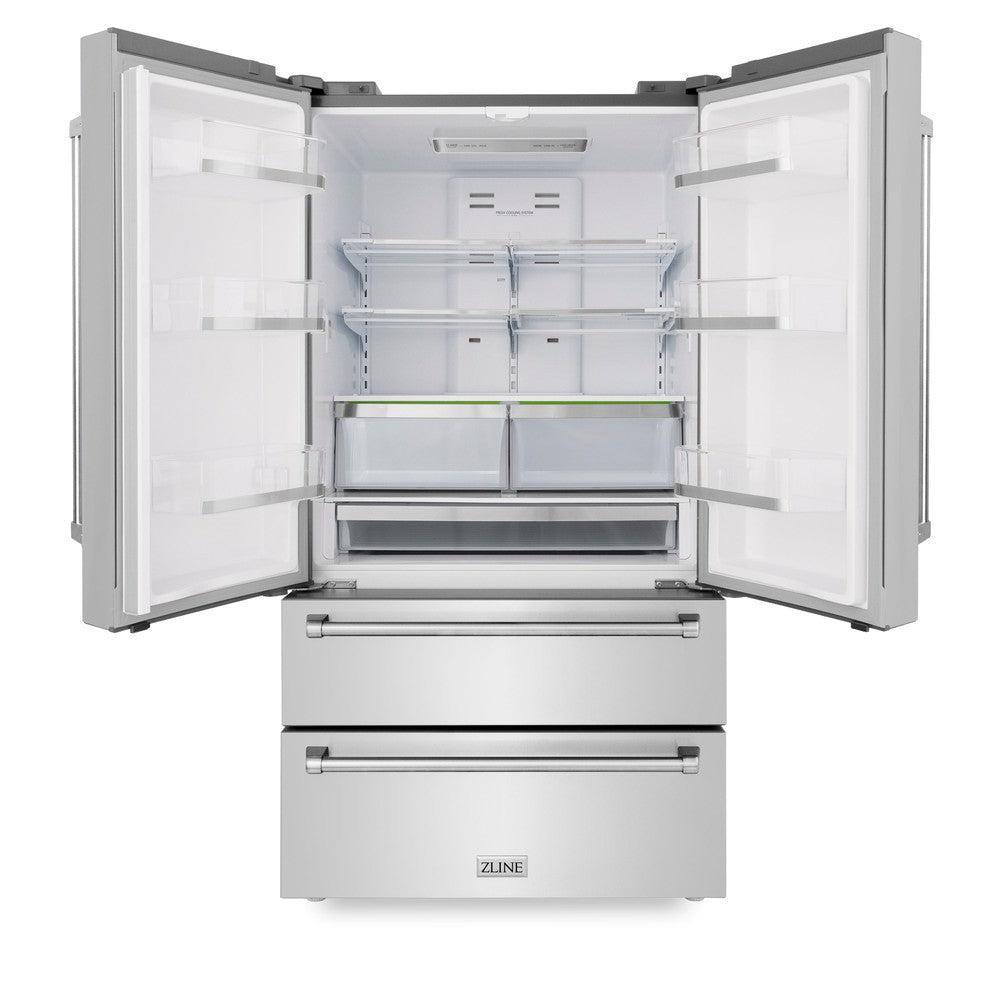 ZLINE Kitchen Package with Refrigerator, 30 in. Stainless Steel Gas Range, 30 in. Traditional Over The Range Microwave and 24 in. Tall Tub Dishwasher (4KPR-SGROTRH30-DWV)