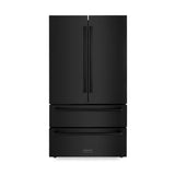 ZLINE Kitchen Package with Black Stainless Steel Refrigeration, 36 in. Dual Fuel Range, 36 in. Range Hood, Microwave Drawer, and 24 in. Tall Tub Dishwasher (5KPR-RABRH36-MWDWV)