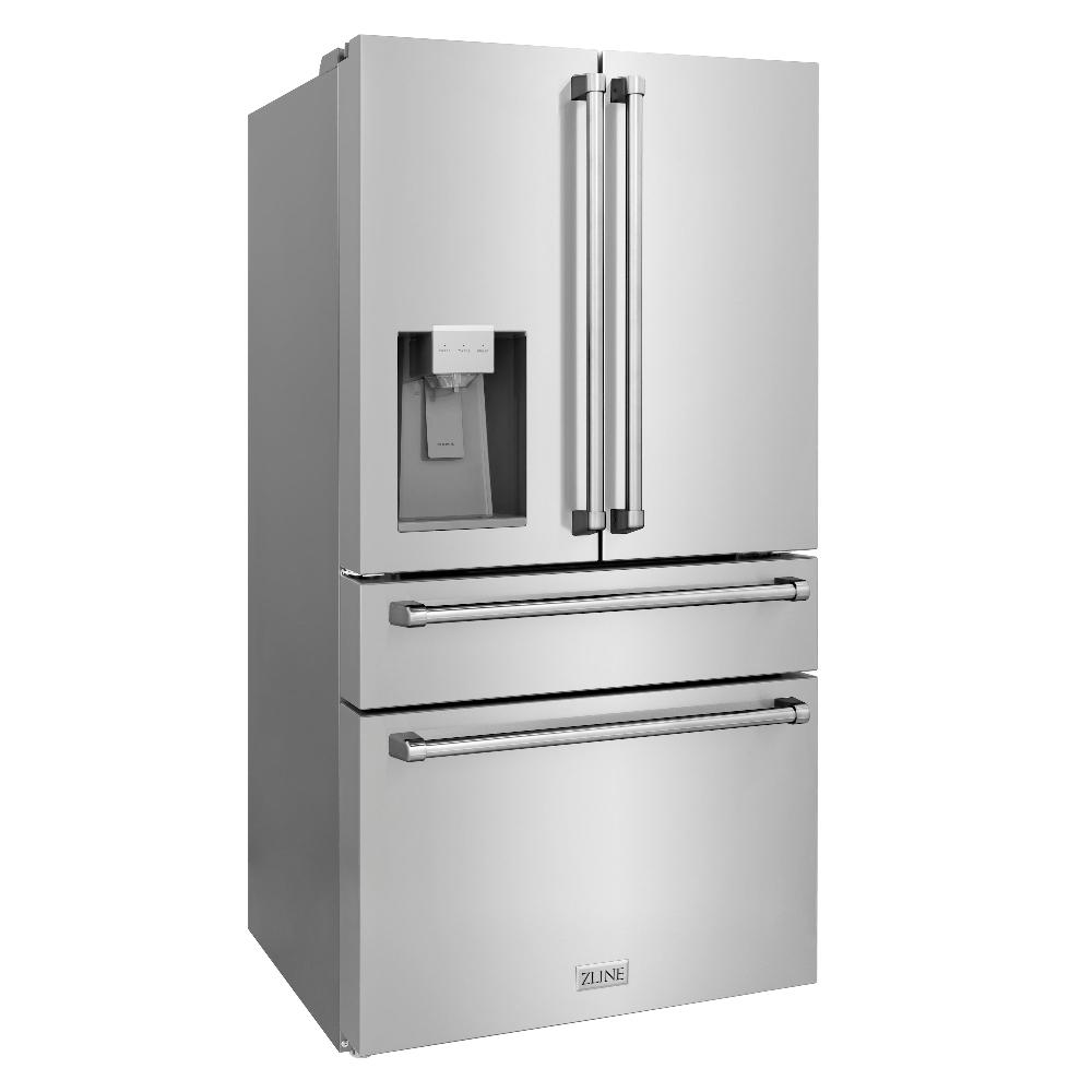 ZLINE 36 in. 21.6 cu. ft. Counter-Depth French Door Refrigerator with Water and Ice Dispenser in Fingerprint-Resistant Stainless Steel (RFM-W-36)