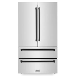 ZLINE 36 in. Autograph Edition 22.5 cu. ft Freestanding French Door Refrigerator with Ice Maker in Fingerprint Resistant Stainless Steel with Matte Black Accents (RFMZ-36-MB)-Refrigeration-RFMZ-36-MB ZLINE Kitchen and Bath