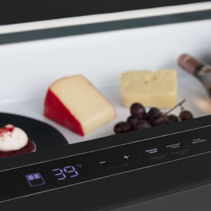 ZLINE Autograph Edition 36 in. 21.6 cu. ft Freestanding French Door Refrigerator with Water and Ice Dispenser in Fingerprint Resistant Black Stainless Steel with Champagne Bronze Accents (RFMZ-W-36-BS-CB)