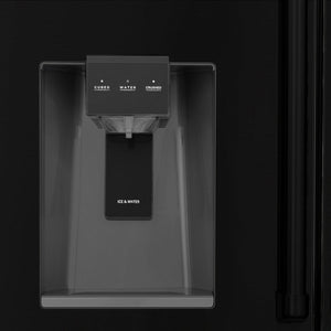 ZLINE Autograph Edition 36 in. 21.6 cu. ft. Counter-Depth French Door Refrigerator with Water and Ice Dispenser in Fingerprint-Resistant Black Stainless Steel with Champagne Bronze Modern Handles (RFMZ-W36-BS-FCB)