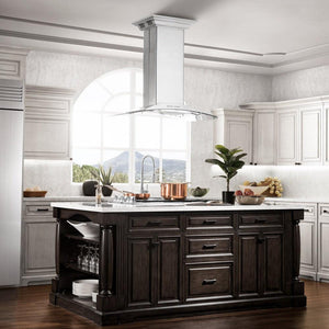 ZLINE Island Mount Range Hood in Stainless Steel with Built-in CrownSound Bluetooth Speakers (GL9iCRN-BT)