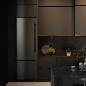 ZLINE 30 in. 16.1 cu. ft. Built-In Bottom Freezer Refrigerator with Water Dispenser and Ice Maker in Black Stainless Steel with Graphite Gray Interior (GRBIV-BS-30)