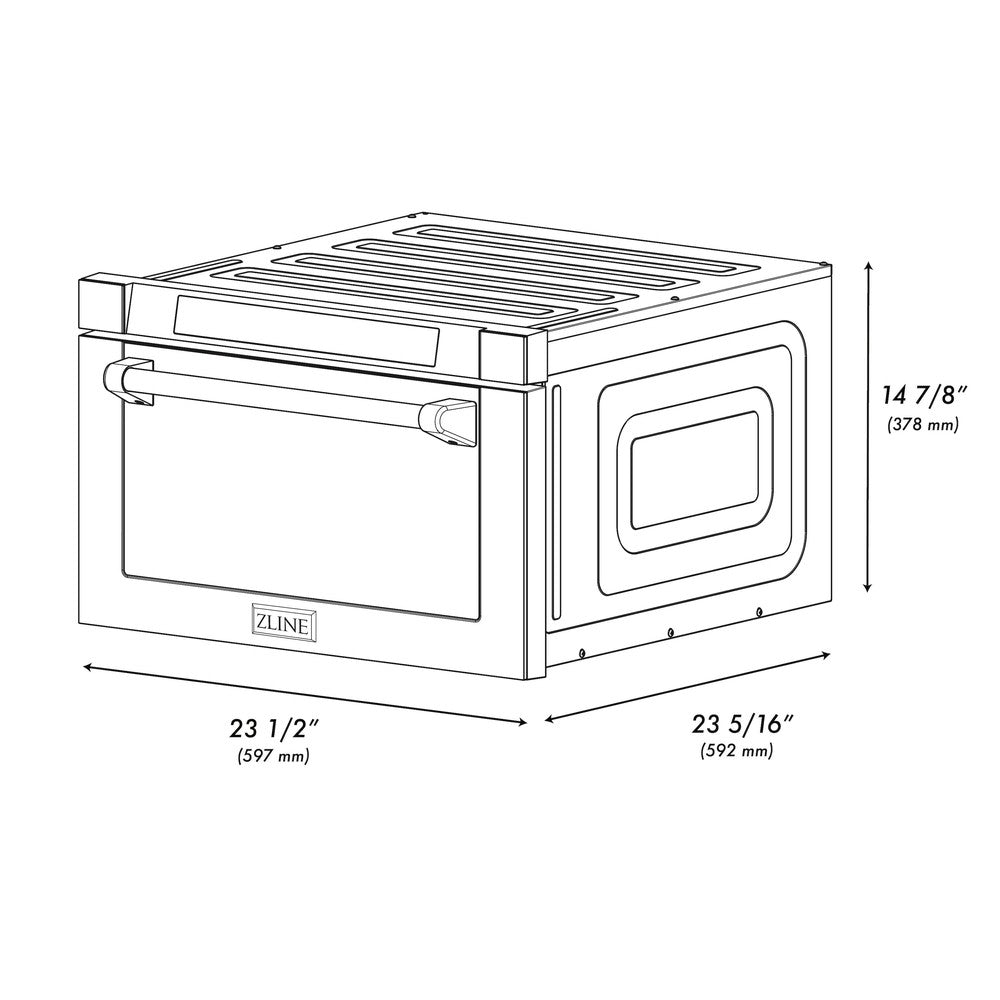 ZLINE Autograph Edition 24 in. 1.2 cu. ft. Built-in Microwave Drawer with a Traditional Handle in Stainless Steel and Champagne Bronze Accents (MWDZ-1-H-CB)