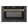 ZLINE Autograph Edition 24 in. 1.2 cu. ft. Built-in Microwave Drawer in Black Stainless Steel with Champagne Bronze Accents (MWDZ-1-BS-H-CB) Front View Drawer Closed