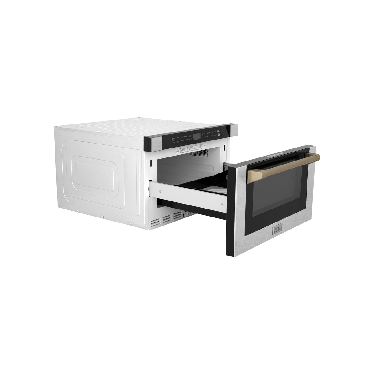 ZLINE Autograph Edition 24 in. Microwave in Fingerprint Resistant Stainless Steel with Traditional Handles and Champagne Bronze Accents (MWDZ-1-SS-H-CB)