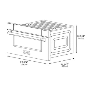ZLINE Autograph Edition 30 in. 1.2 cu. ft. Built-in Microwave Drawer in Black Stainless Steel with Champagne Bronze Accents (MWDZ-30-BS-CB)