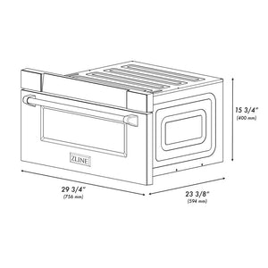 ZLINE Autograph Edition 30 in. 1.2 cu. ft. Built-In Microwave Drawer in Fingerprint Resistant Stainless Steel with Champagne Bronze Accents (MWDZ-30-SS-CB)