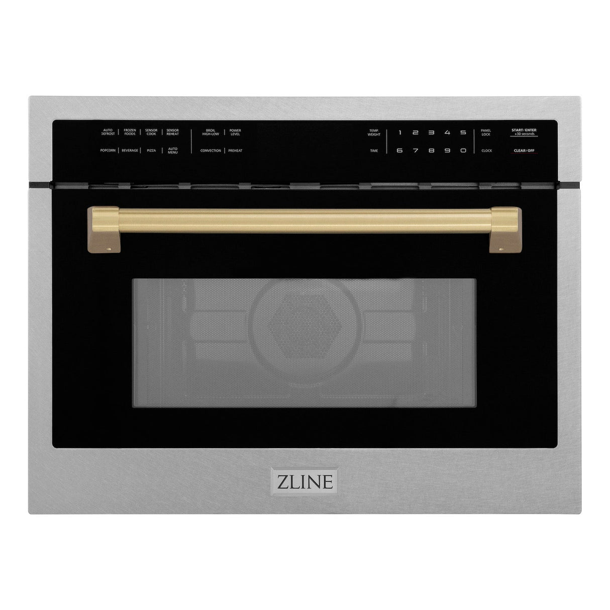 ZLINE Autograph Edition 24 in. 1.6 cu ft. Built-in Convection Microwave Oven in Fingerprint Resistant Stainless Steel with Champagne Bronze Accents (MWOZ-24-SS-CB)