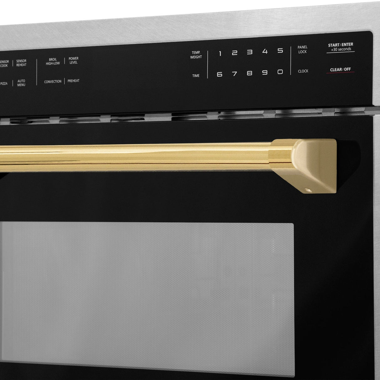 ZLINE Autograph Edition 24 in. 1.6 cu ft. Built-in Convection Microwave Oven in Fingerprint Resistant Stainless Steel with Polished Gold Accents (MWOZ-24-SS-G)