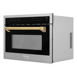 ZLINE Autograph Edition 24 in. 1.6 cu ft. Built-in Convection Microwave Oven in Fingerprint Resistant Stainless Steel with Polished Gold Accents (MWOZ-24-SS-G)