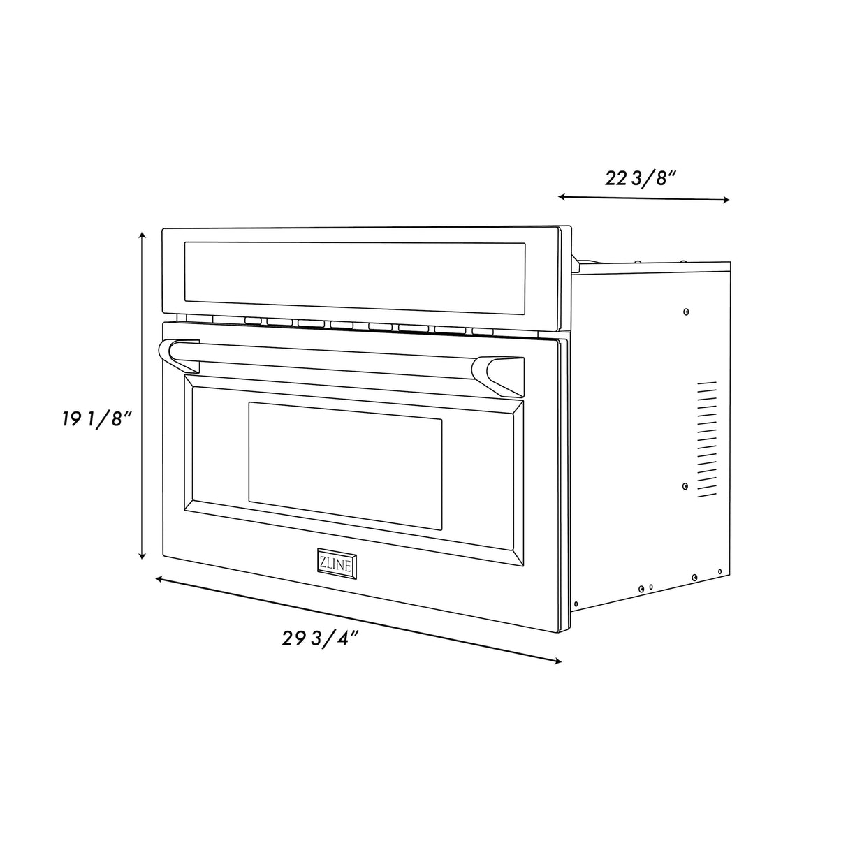 ZLINE Autograph Edition 30 in. 1.6 cu ft. Built-in Convection Microwave Oven in Black Stainless Steel with Polished Gold Accents (MWOZ-30-BS-G)