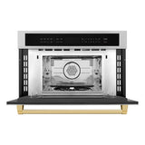 ZLINE Autograph Edition 30 in. 1.6 cu ft. Built-in Convection Microwave Oven in Stainless Steel with Polished Gold Accents (MWOZ-30-G)