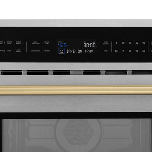 ZLINE Autograph Edition 30 in. 1.6 cu ft. Built-in Convection Microwave Oven in Fingerprint Resistant Stainless Steel with Champagne Bronze Accents (MWOZ-30-SS-CB)