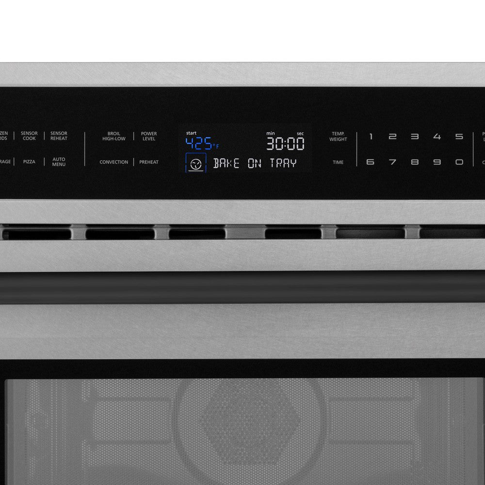 ZLINE Autograph Edition 30 in. 1.6 cu ft. Built-in Convection Microwave Oven in Fingerprint Resistant Stainless Steel with Matte Black Accents (MWOZ-30-SS-MB)