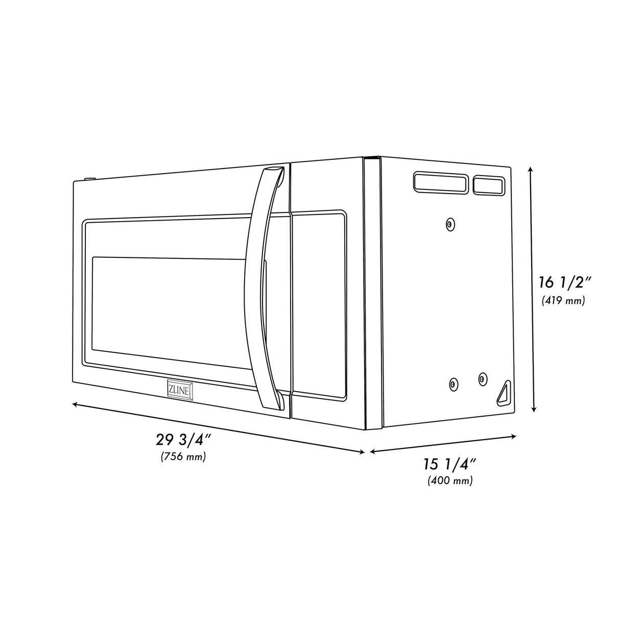ZLINE 30 in. Stainless Steel Over the Range Convection Microwave Oven with Modern Handle (MWO-OTR-30)