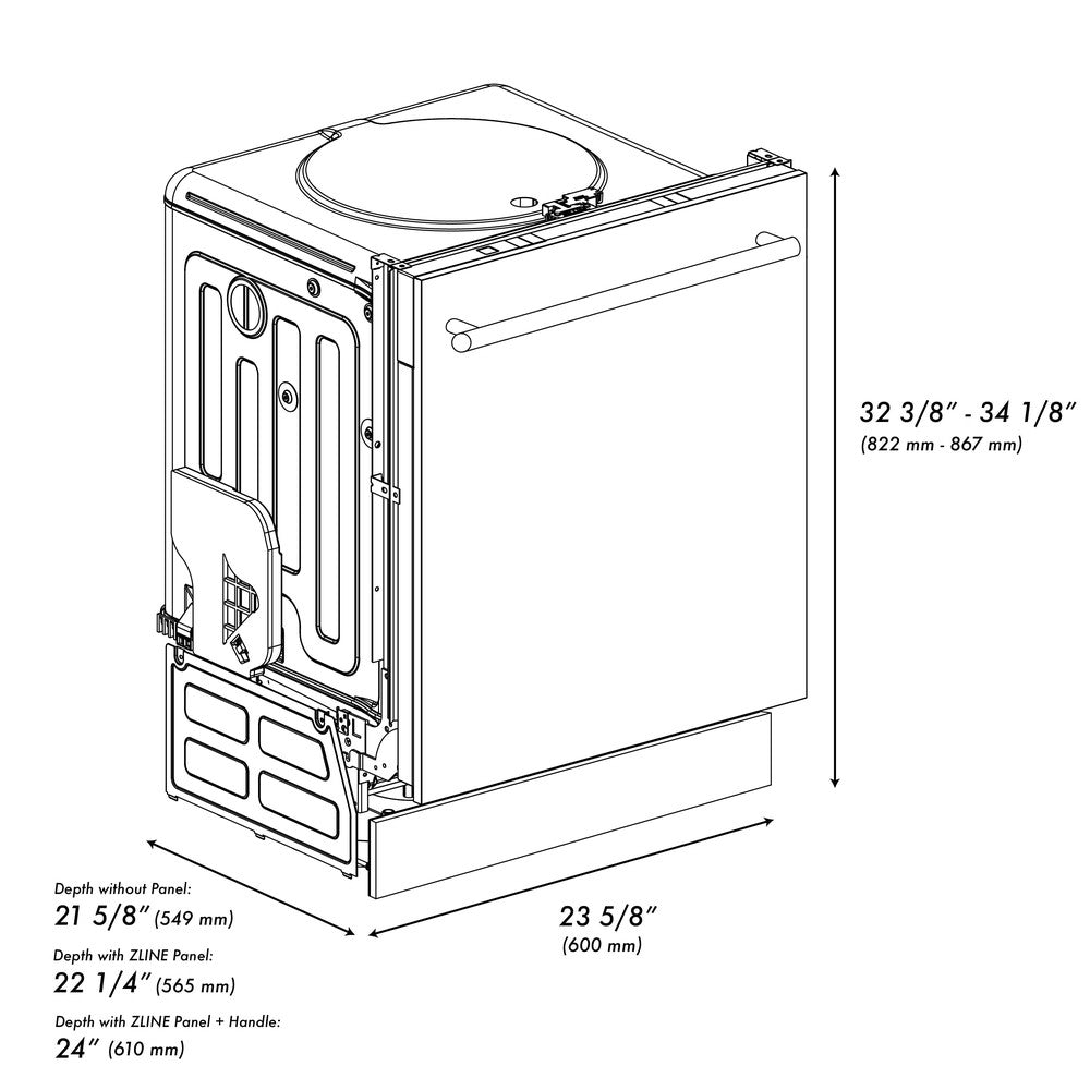 ZLINE 24 in. Top Control Dishwasher with Copper Panel and Modern Style Handle, 52dBa (DW-C-24)