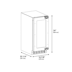 ZLINE Autograph Edition 15 in. Touchstone Clear Cube Ice Maker with Drain Pump and Panel Ready Door with Matte Black Handle (ICCDPZ-15-MB)