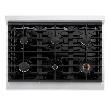 ZLINE 36 in. Paramount Gas Rangetop with 6 Burners and Porcelain Cooktop in DuraSnow® Stainless Steel (SRTS-36)