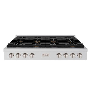 ZLINE 48 in. Paramount Gas Rangetop with 8 Brass Burners and Porcelain Cooktop in Stainless Steel (SRT-BR-48)