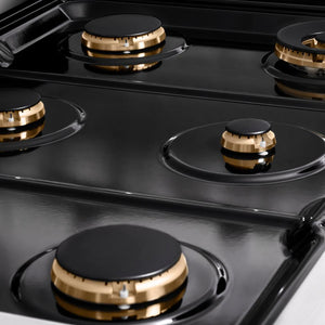 ZLINE Autograph Edition 36 in. Paramount Gas Rangetop with 6 Burners and Porcelain Cooktop in Stainless Steel with Champagne Bronze Accents (SRTZ-36-CB)